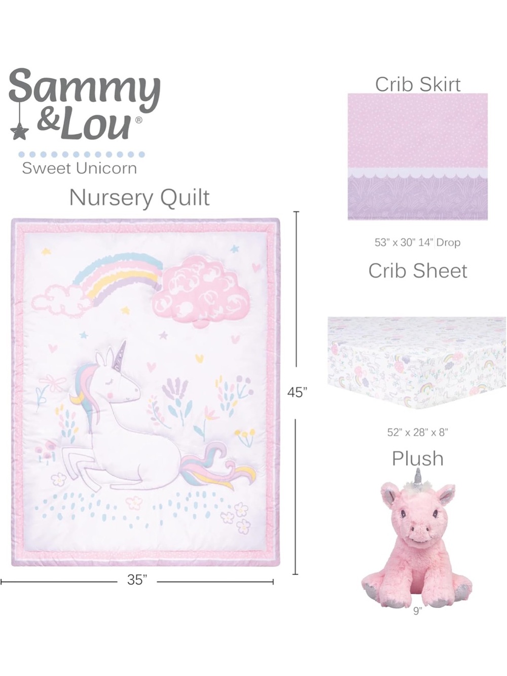 Sweet Unicorn Pink Nursery Quilt